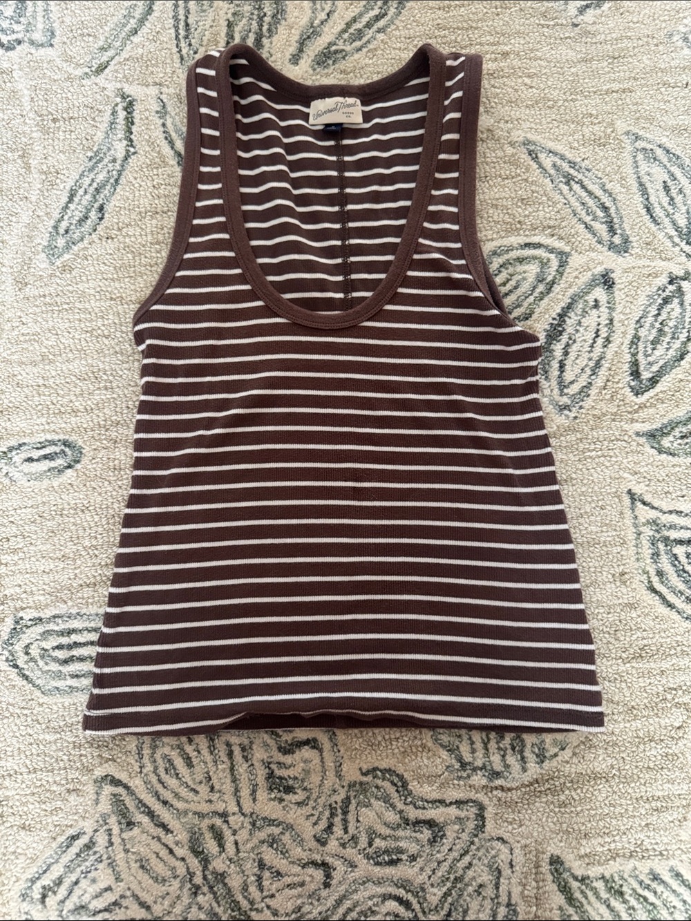 Universal Thread Brown and White Striped Tank Top